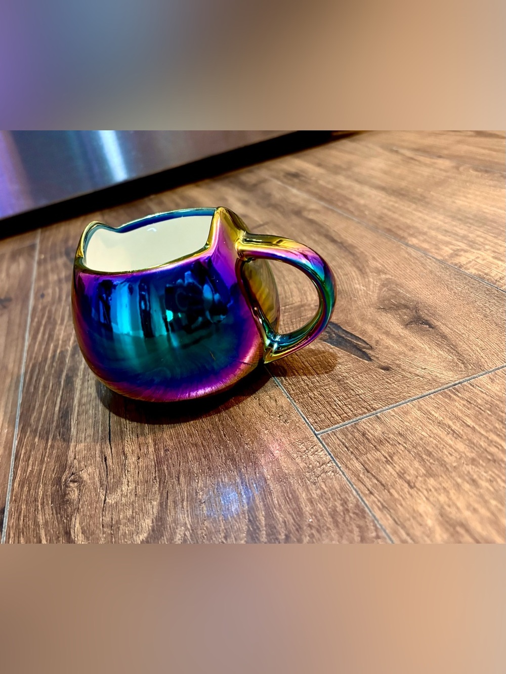 Iridescent Rainbow Cat Mug - Colorful Ceramic Coffee Cup